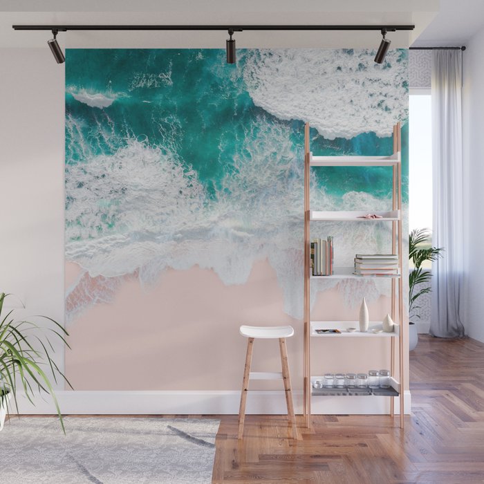 Pink Sand Beach Wall Mural Gallery Image 1