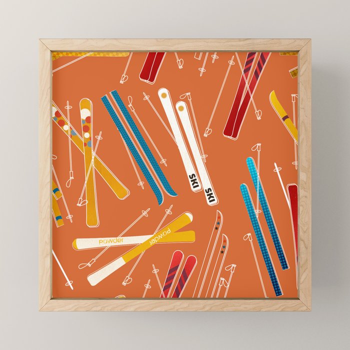 Retro Ski Pattern Illustration Mini Art Print Gallery Image 1