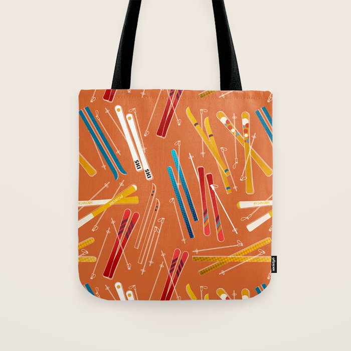 Retro Ski Pattern Illustration Tote Bag Gallery Image 1