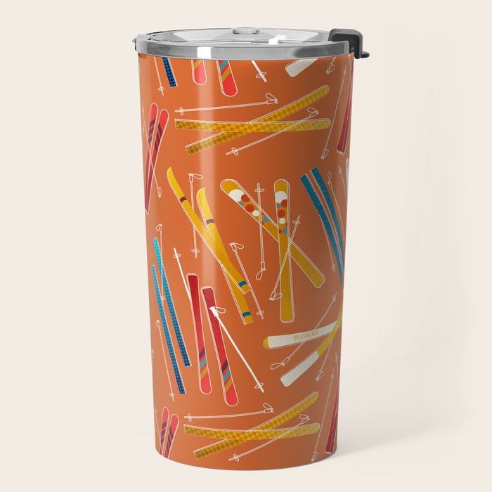 Retro Ski Pattern Illustration Travel Mug Gallery Image 2
