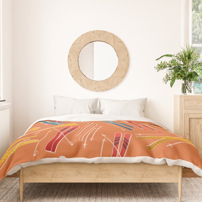 Retro Ski Pattern Illustration Duvet Cover Gallery Image 3