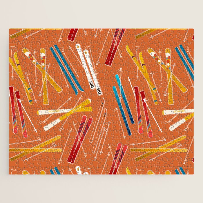 Retro Ski Pattern Illustration Jigsaw Puzzle Gallery Image 1