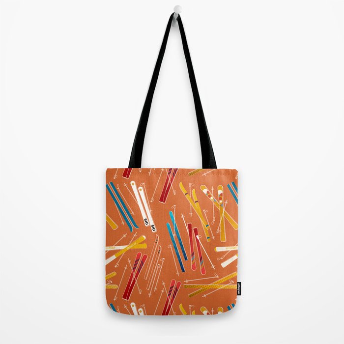 Retro Ski Pattern Illustration Tote Bag Gallery Image 2