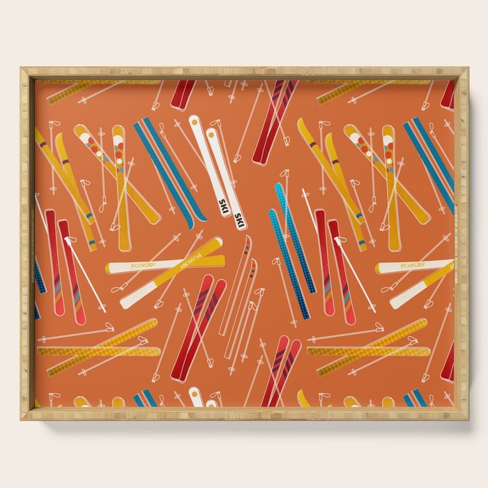 Retro Ski Pattern Illustration Serving Tray Gallery Image 1