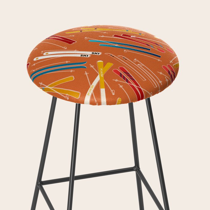 Retro Ski Pattern Illustration Stool Gallery Image 2