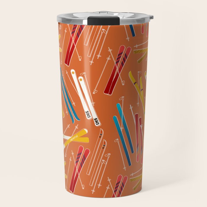Retro Ski Pattern Illustration Travel Mug Gallery Image 1