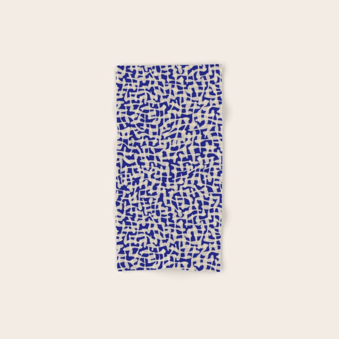 Playful strokes #3 / Beige on Blue Bath Towel Gallery Image 1