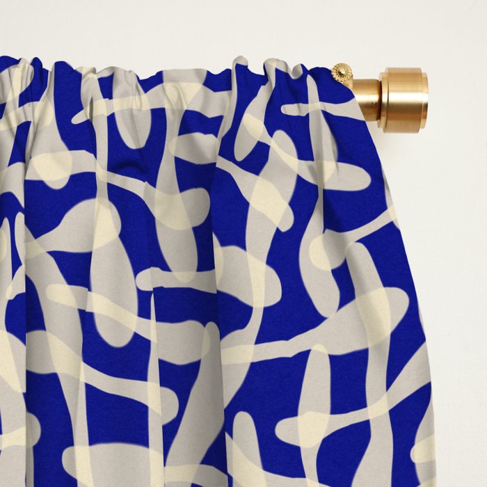 Playful strokes #3 / Beige on Blue Window Curtain Gallery Image 2