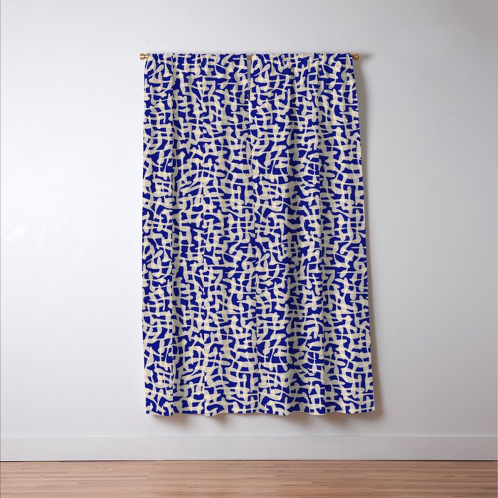 Playful strokes #3 / Beige on Blue Window Curtain Gallery Image 3