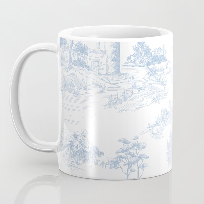 Toile de Jouy Vintage French Soft Baby Blue White Pastoral Pattern Coffee Mug Gallery Image 3