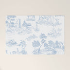 Toile de Jouy Vintage French Soft Baby Blue White Pastoral Pattern Welcome Mat Gallery Image 1