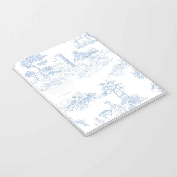 Toile de Jouy Vintage French Soft Baby Blue White Pastoral Pattern Notebook Gallery Image 3
