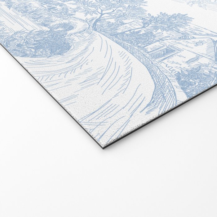 Toile de Jouy Vintage French Soft Baby Blue White Pastoral Pattern Welcome Mat Gallery Image 2
