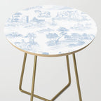 Toile de Jouy Vintage French Soft Baby Blue White Pastoral Pattern Side Table Gallery Image 2