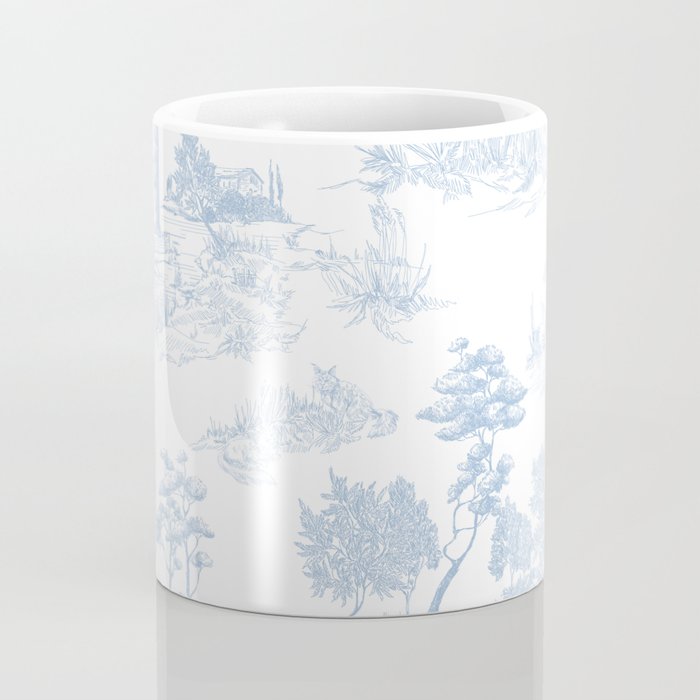 Toile de Jouy Vintage French Soft Baby Blue White Pastoral Pattern Coffee Mug Gallery Image 4