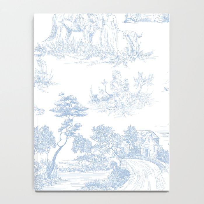 Toile de Jouy Vintage French Soft Baby Blue White Pastoral Pattern Notebook Gallery Image 4