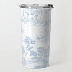 Toile de Jouy Vintage French Soft Baby Blue White Pastoral Pattern Travel Mug Gallery Image 2