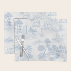 Toile de Jouy Vintage French Soft Baby Blue White Pastoral Pattern Placemat Gallery Image 1
