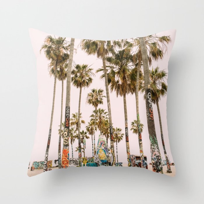 Palm Trees on Venice Beach - Los Angeles California Travel Photography Throw Pillow Gallery Image 1
