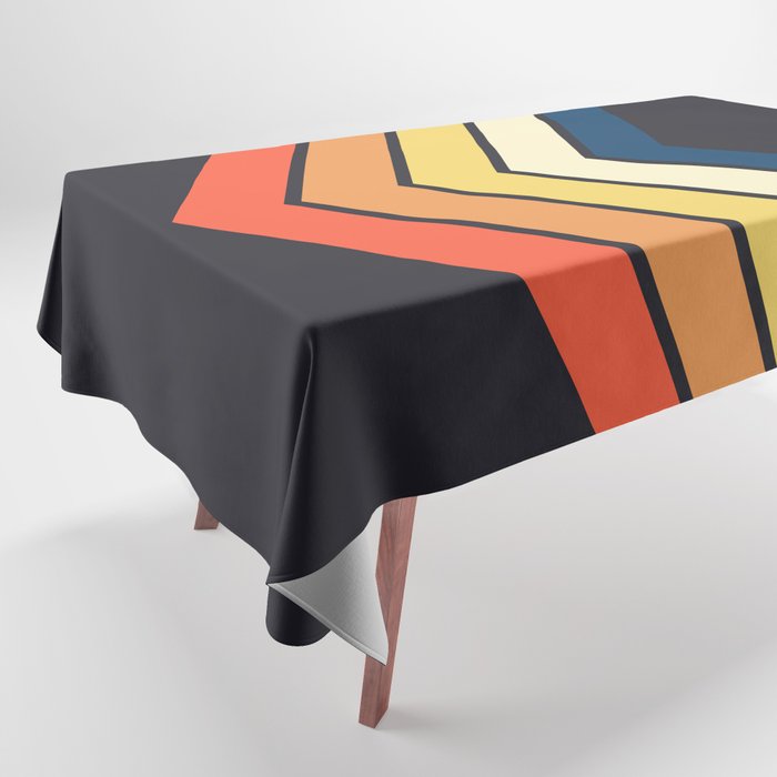 Madana - V Shaped Retro Stripes 70s Style Design Tablecloth Gallery Image 1