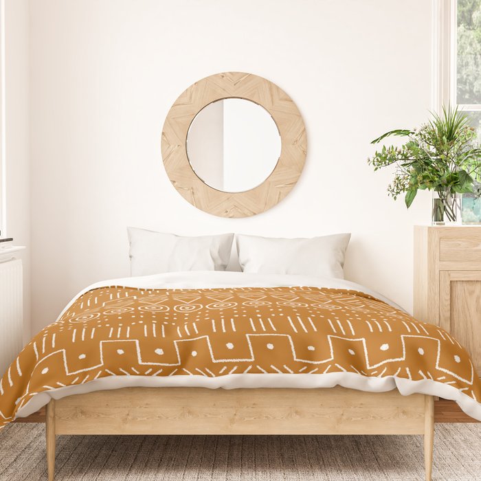 Mudcloth Style 1 in Orange Duvet Cover Gallery Image 3