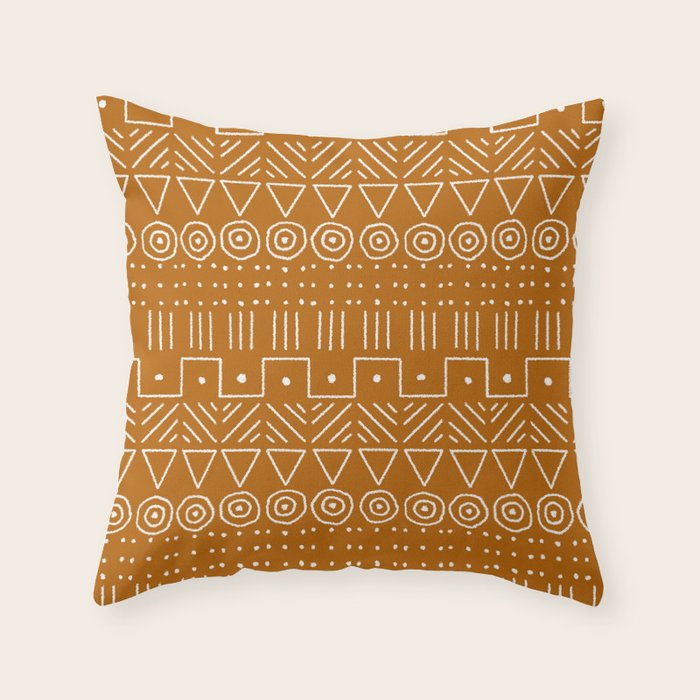 Mudcloth Style 1 in Orange Throw Pillow Gallery Image 6