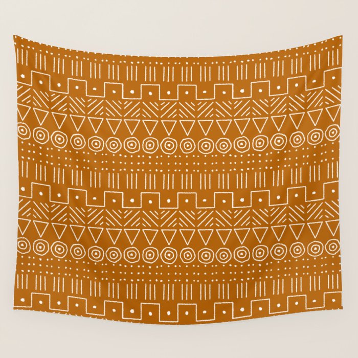 Mudcloth Style 1 in Orange Wall Tapestry Gallery Image 1