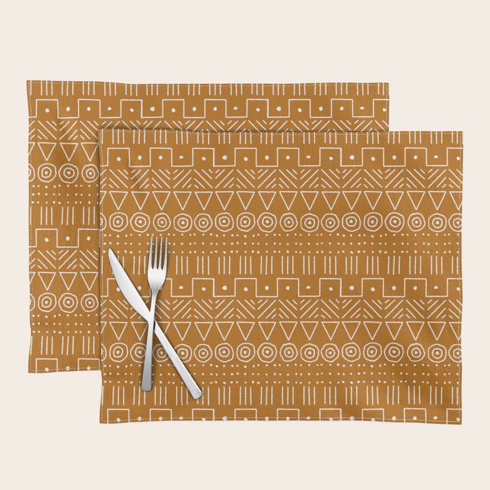 Mudcloth Style 1 in Orange Placemat Gallery Image 1