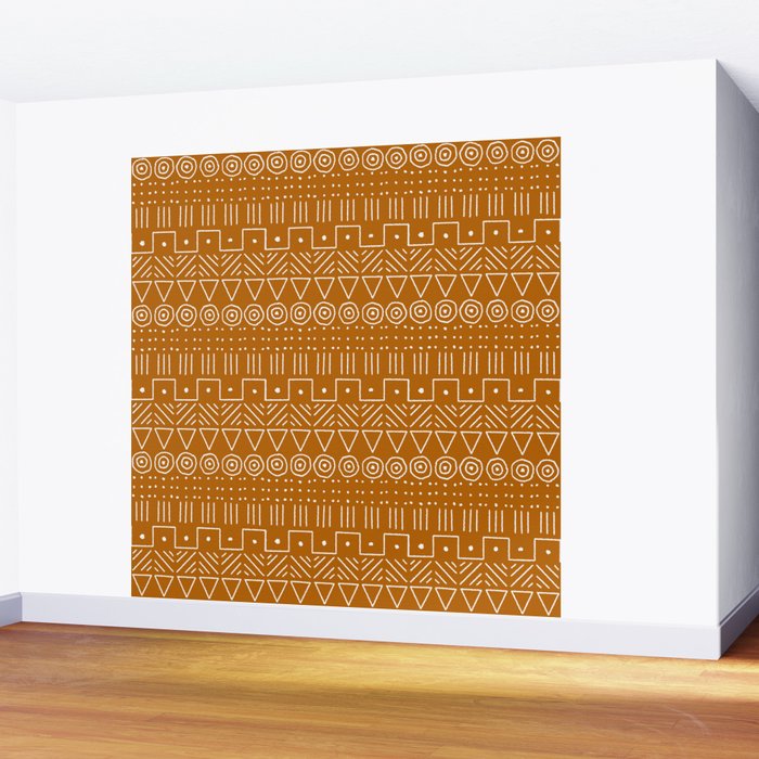 Mudcloth Style 1 in Orange Wall Mural Gallery Image 2