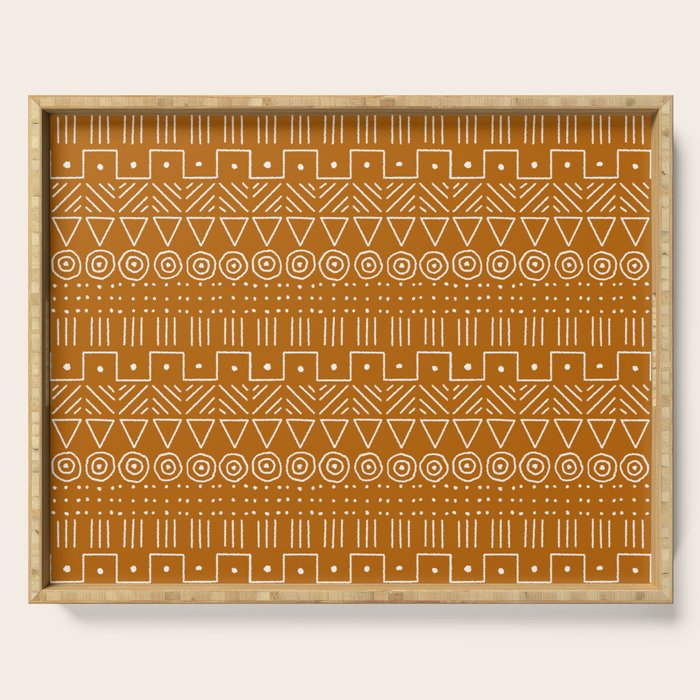 Mudcloth Style 1 in Orange Serving Tray Gallery Image 1
