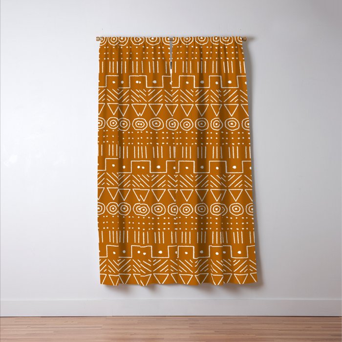 Mudcloth Style 1 in Orange Window Curtain Gallery Image 3