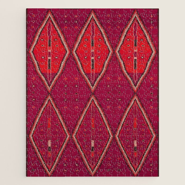 The Crimson Symmetry Handwoven Tribal Kilim Art Jigsaw Puzzle Gallery Image 1