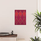 The Crimson Symmetry Handwoven Tribal Kilim Art Poster Gallery Image 2