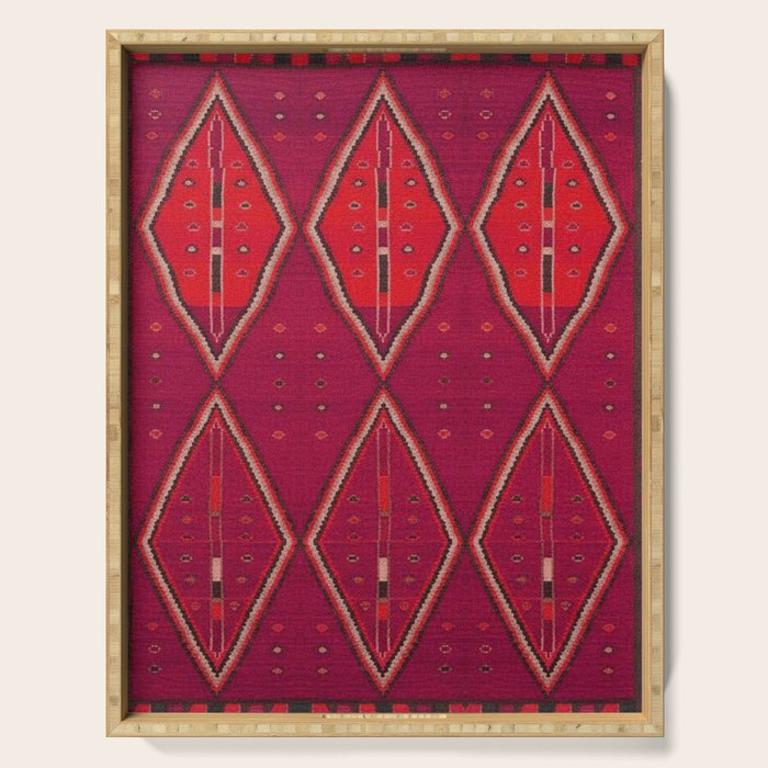 The Crimson Symmetry Handwoven Tribal Kilim Art Serving Tray Gallery Image 1