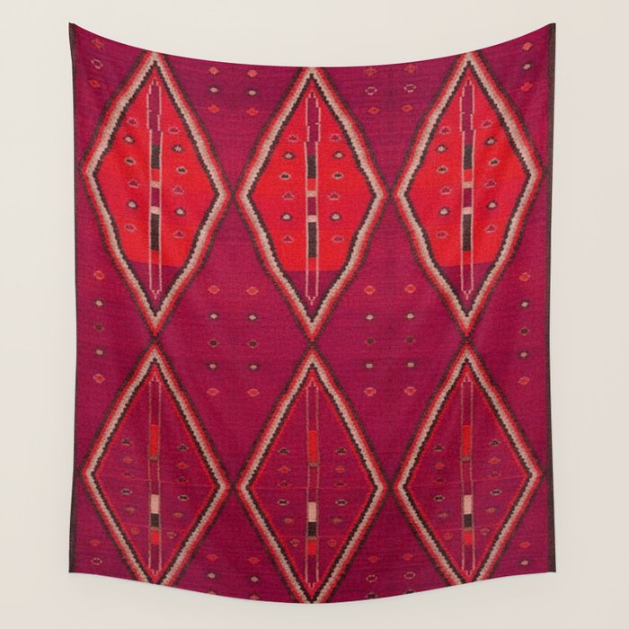 The Crimson Symmetry Handwoven Tribal Kilim Art Wall Tapestry Gallery Image 1