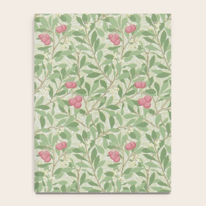 William Morris Arbutus Green Olive Pink Vintage Pattern Notebook Gallery Image 4