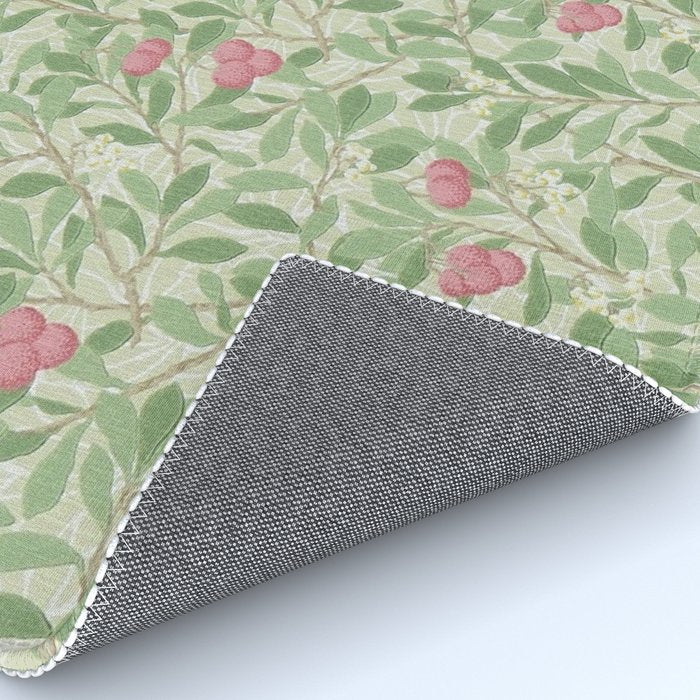 William Morris Arbutus Green Olive Pink Vintage Pattern Rug Gallery Image 4