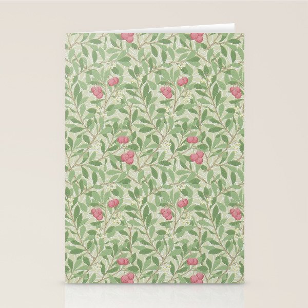 William Morris Arbutus Green Olive Pink Vintage Pattern Stationery Card Gallery Image 2