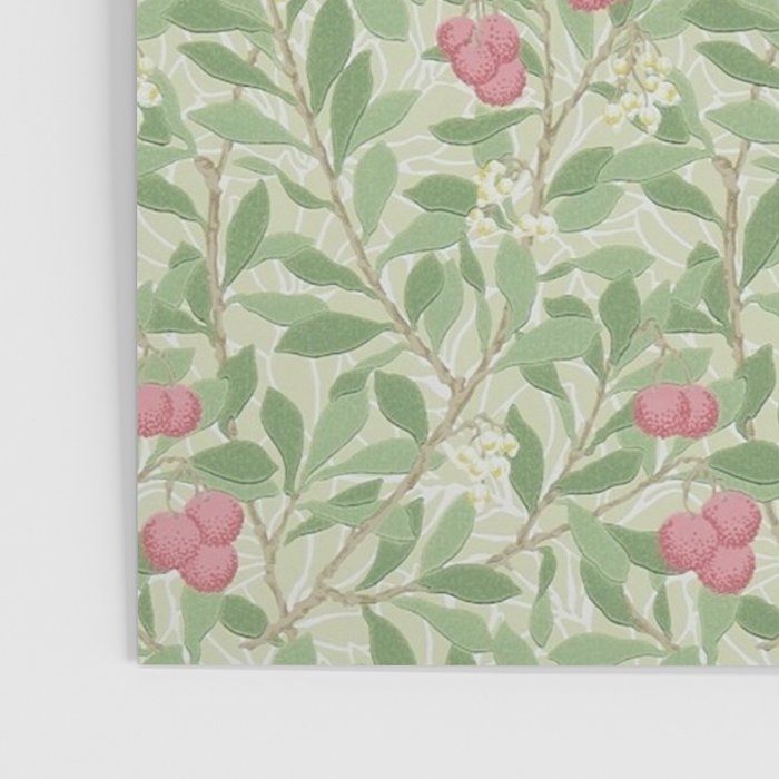 William Morris Arbutus Green Olive Pink Vintage Pattern Poster Gallery Image 3