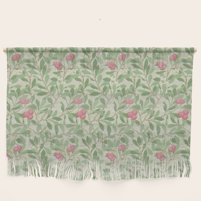 William Morris Arbutus Green Olive Pink Vintage Pattern Wall Hanging Gallery Image 1