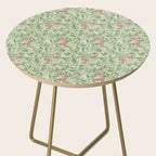 William Morris Arbutus Green Olive Pink Vintage Pattern Side Table Gallery Image 2