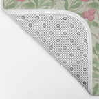 William Morris Arbutus Green Olive Pink Vintage Pattern Bath Mat Gallery Image 2