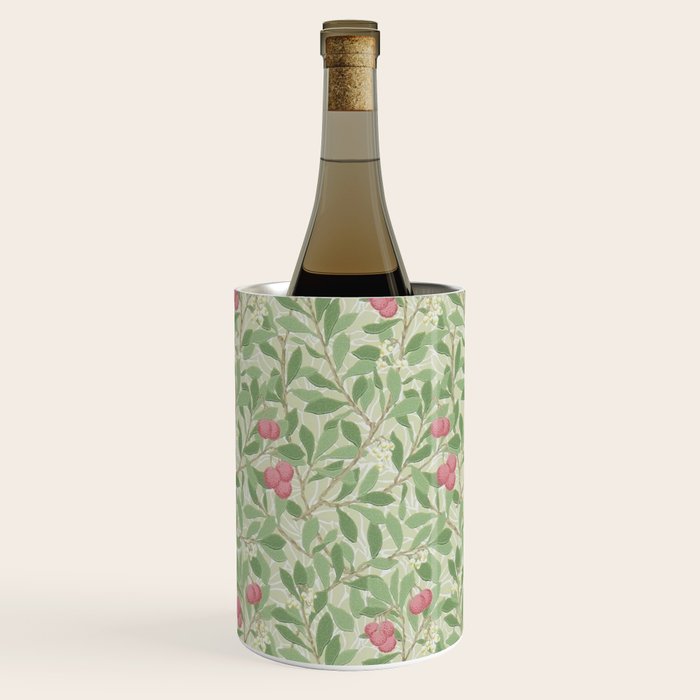 William Morris Arbutus Green Olive Pink Vintage Pattern Wine Chiller Gallery Image 1