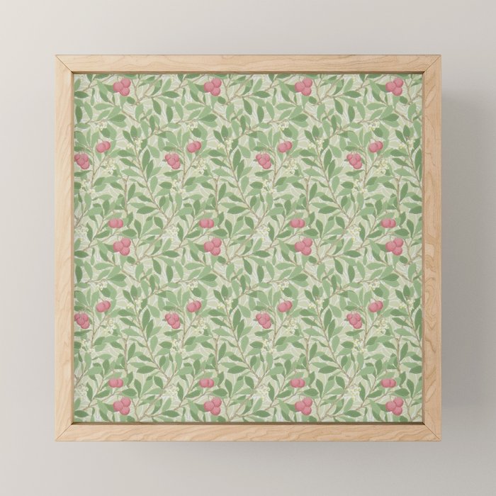 William Morris Arbutus Green Olive Pink Vintage Pattern Mini Art Print Gallery Image 1
