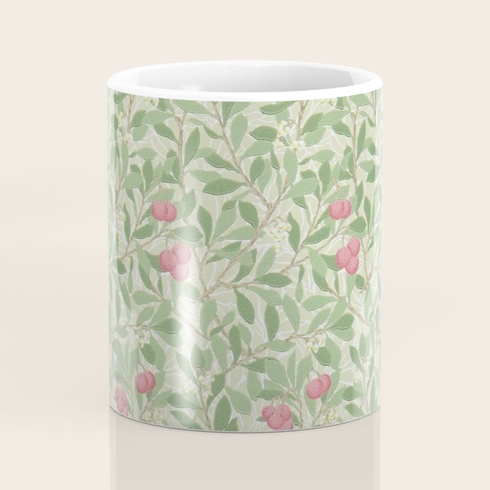 William Morris Arbutus Green Olive Pink Vintage Pattern Coffee Mug Gallery Image 4