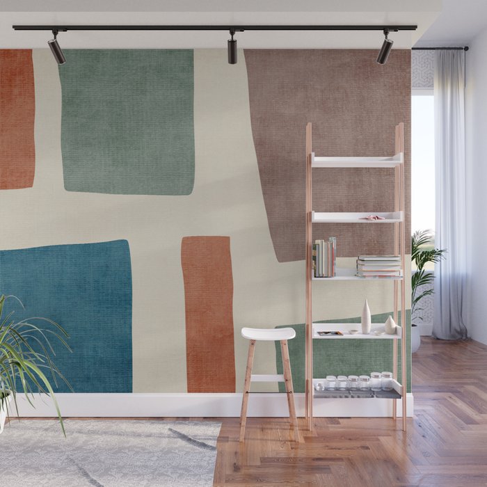 Abstract Earth Tones Organic Shapes Wall Mural Gallery Image 1