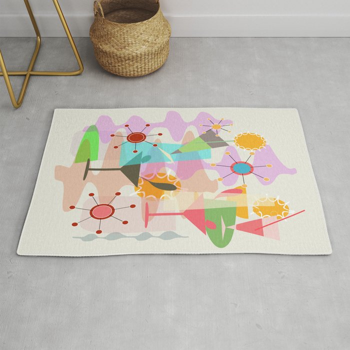 Retro Summer Party Rug Gallery Image 1