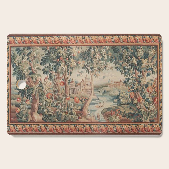 Antique 18th Century French Verdure Flower Garden Tapestry Cutting Board Gallery Image 1