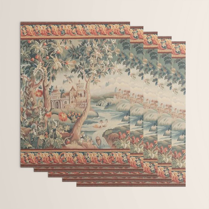Antique 18th Century French Verdure Flower Garden Tapestry Wrapping Paper Gallery Image 3