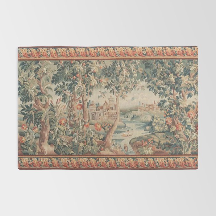 Antique 18th Century French Verdure Flower Garden Tapestry Rug Gallery Image 2